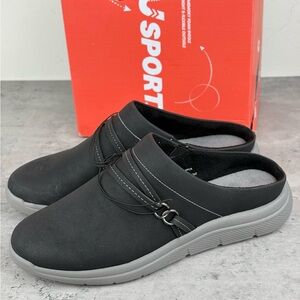 New JSport Slip On Gina Mule Shoes Womens Size 9 M Black Clogs Comfort